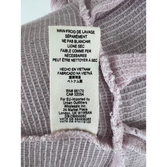 Free People Pink Long Sleeve Waffle Henley Knit Your Girl Tunic Dress S Small - Picture 10 of 10